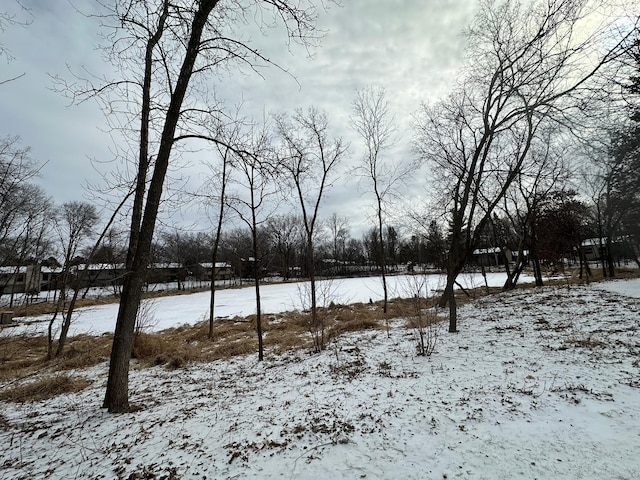 view of yard layered in snow