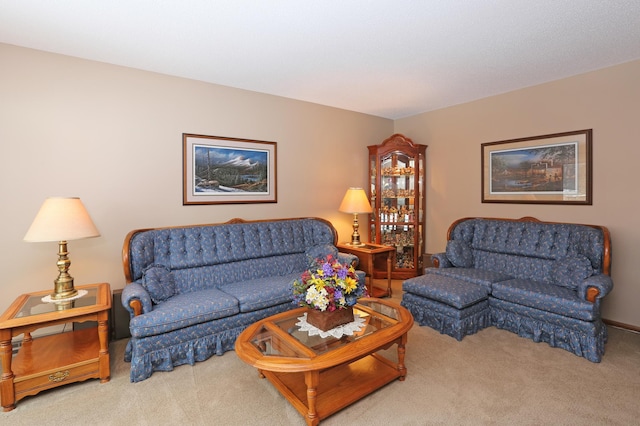 living room with carpet floors