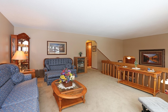 living room featuring carpet