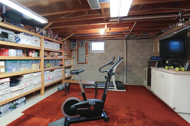 workout room with electric panel