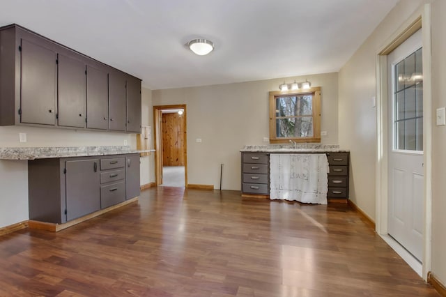 kitchen with dark hardwood / wood-style floors and sink