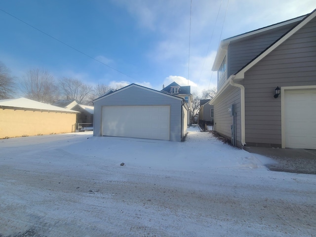 view of snow covered garage