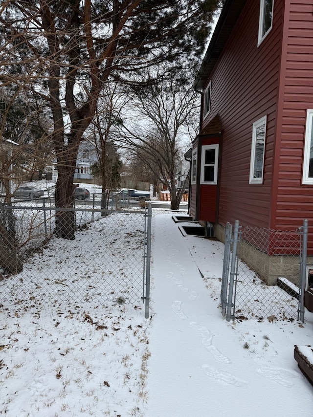 view of yard covered in snow