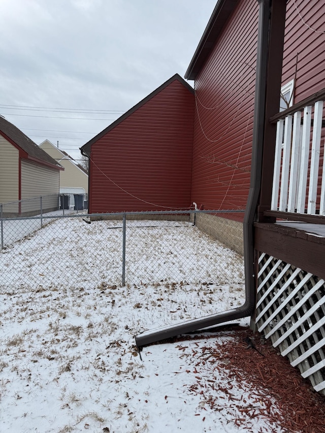 view of yard covered in snow