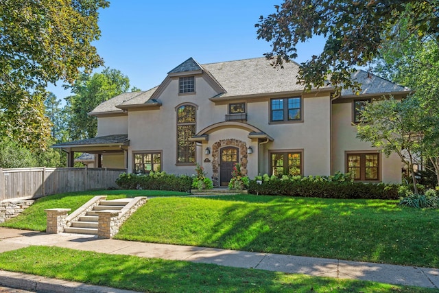 view of front of house with a front yard