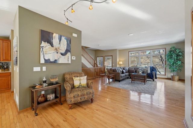 living room with light wood-type flooring