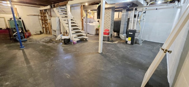 basement featuring washer and dryer