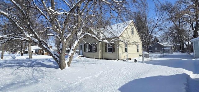 view of snow covered exterior