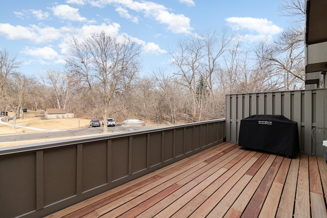 deck featuring area for grilling