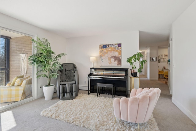 4360 Brookside Ct Unit 201, Edina, MN 55436 - living area with carpet floors, baseboard heating, and baseboards