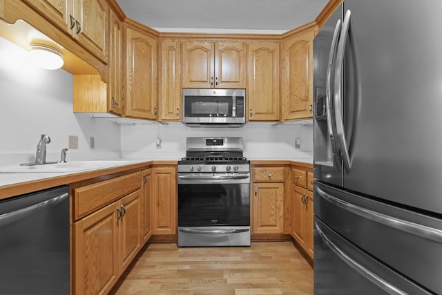11030 Mississippi Blvd NW Unit 221, Coon Rapids, MN 55433 - kitchen featuring appliances with stainless steel finishes, a sink, light wood-type flooring, and light countertops