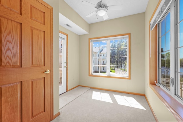 11030 Mississippi Blvd NW Unit 221, Coon Rapids, MN 55433 - foyer entrance featuring light carpet, baseboards, and ceiling fan
