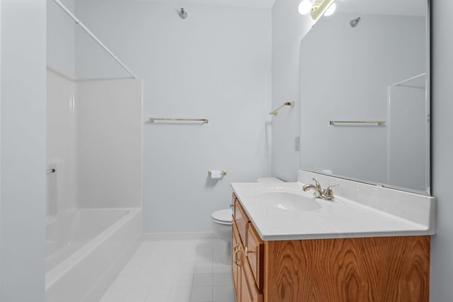 11030 Mississippi Blvd NW Unit 221, Coon Rapids, MN 55433 - full bathroom featuring vanity, toilet,  shower combination, baseboards, and tile patterned floors