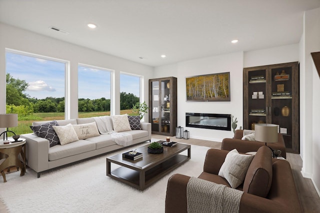 living room with light wood-type flooring