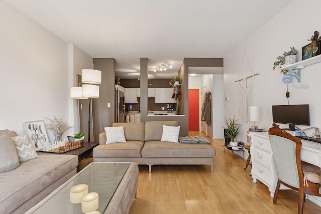 living room with light wood-type flooring