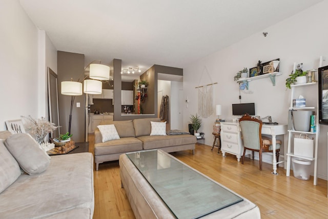 living room featuring light hardwood / wood-style floors