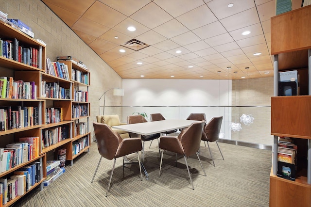 view of carpeted dining space