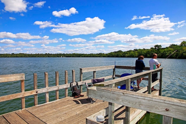 dock area featuring a water view