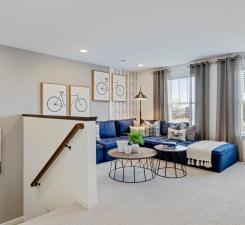 living area with recessed lighting