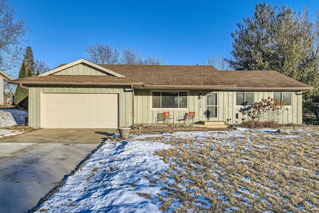 ranch-style home with a garage