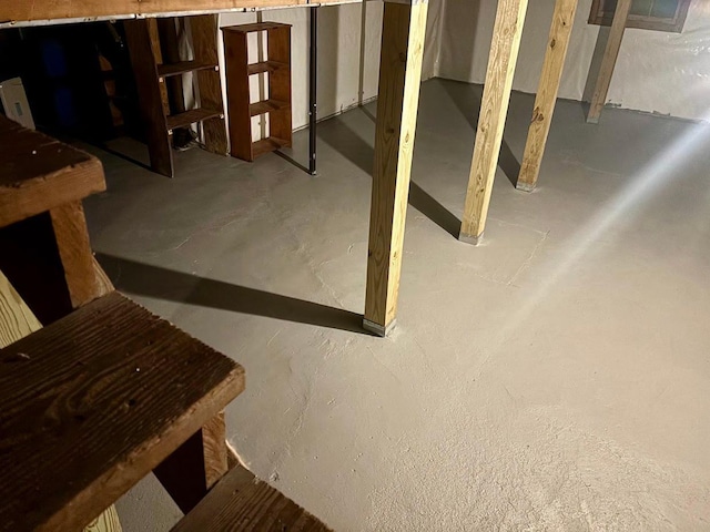 view of unfinished basement