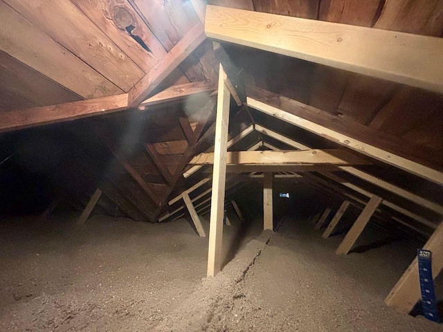 view of unfinished attic