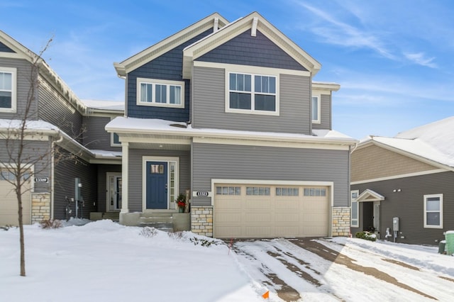 craftsman inspired home featuring a garage