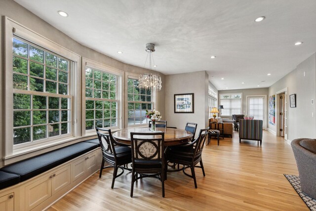 5231 Clinton Ave, Minneapolis, MN 55419 - dining space with recessed lighting, light wood finished floors, and a notable chandelier