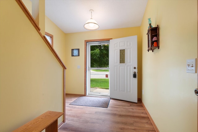 foyer featuring light wood-type flooring