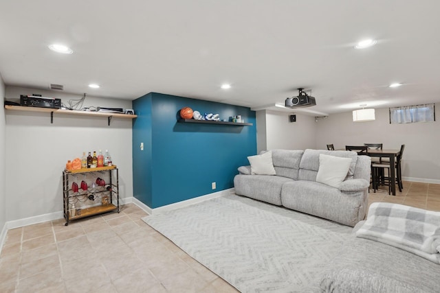 view of tiled living room