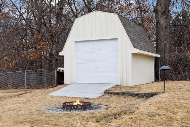 garage featuring fence