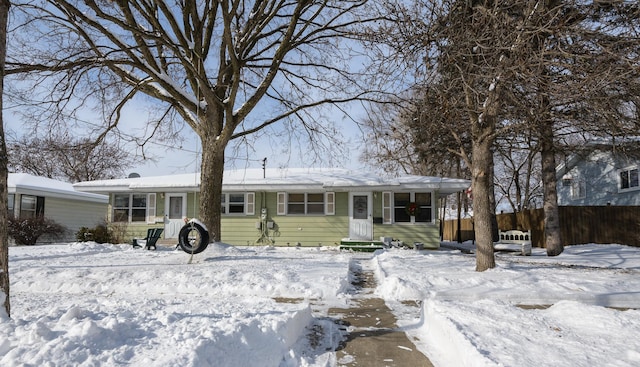 view of single story home