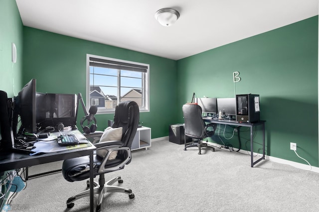 home office featuring carpet flooring