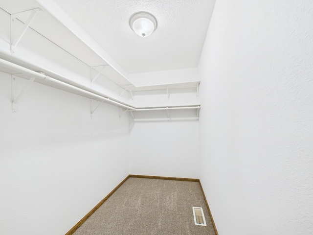 spacious closet with visible vents and carpet flooring