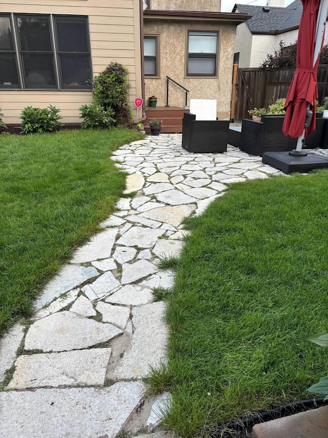 view of yard with a patio area