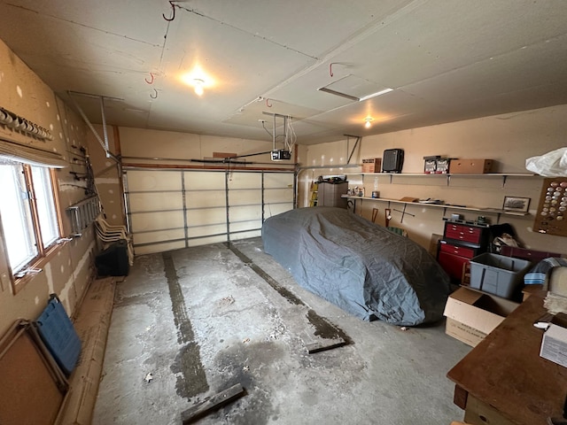 garage with a garage door opener