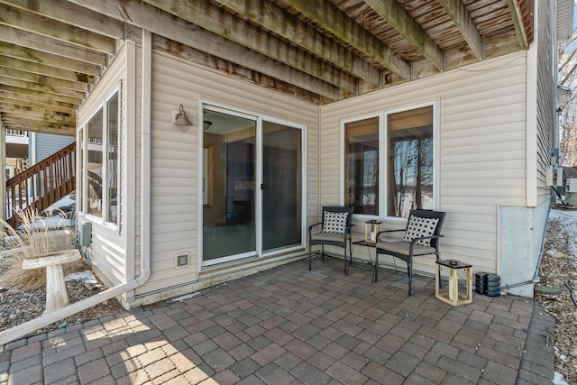 view of patio / terrace with stairway