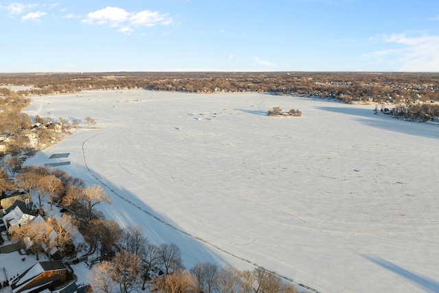 birds eye view of property with a beach view