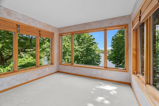 16091 Northwood Rd NW, Prior Lake, MN 55372 - unfurnished sunroom featuring carpet flooring and wallpapered walls