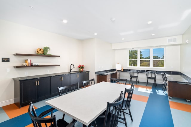 dining space with sink