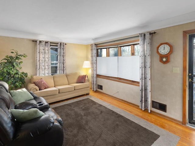 living room with hardwood / wood-style flooring