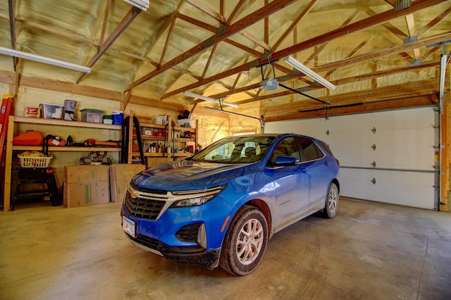 garage with a garage door opener