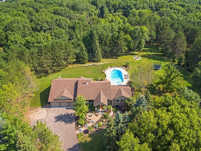 2650 Fox St, Orono, MN 55391 - aerial view of property and surrounding area featuring a heavily wooded area and a pool area