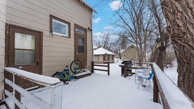 view of snowy exterior