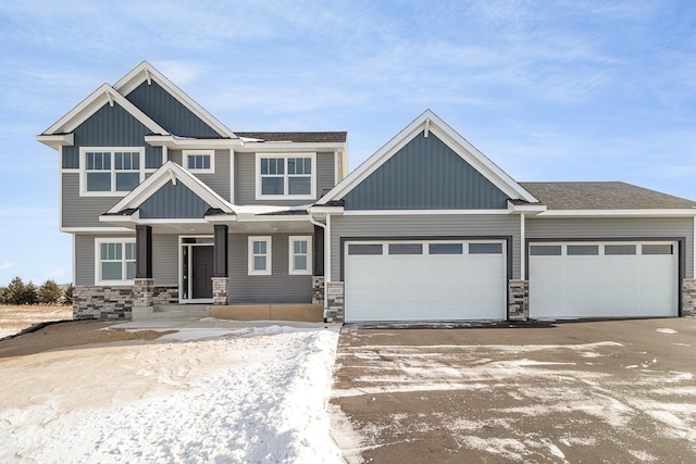 craftsman inspired home featuring a garage