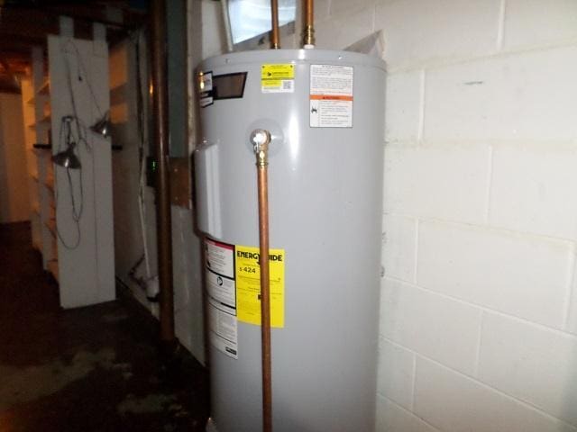 utility room with electric water heater