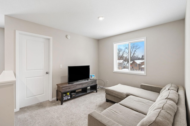 living room with light carpet