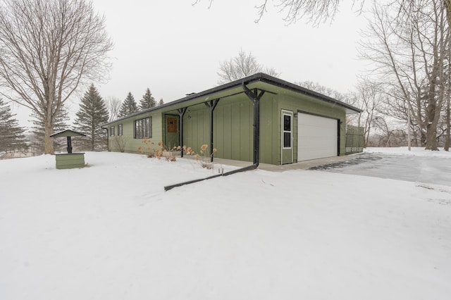 exterior space with a garage