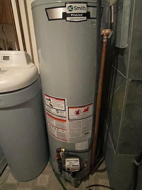 utility room with gas water heater