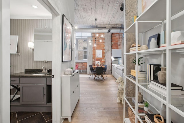 interior space with a sink